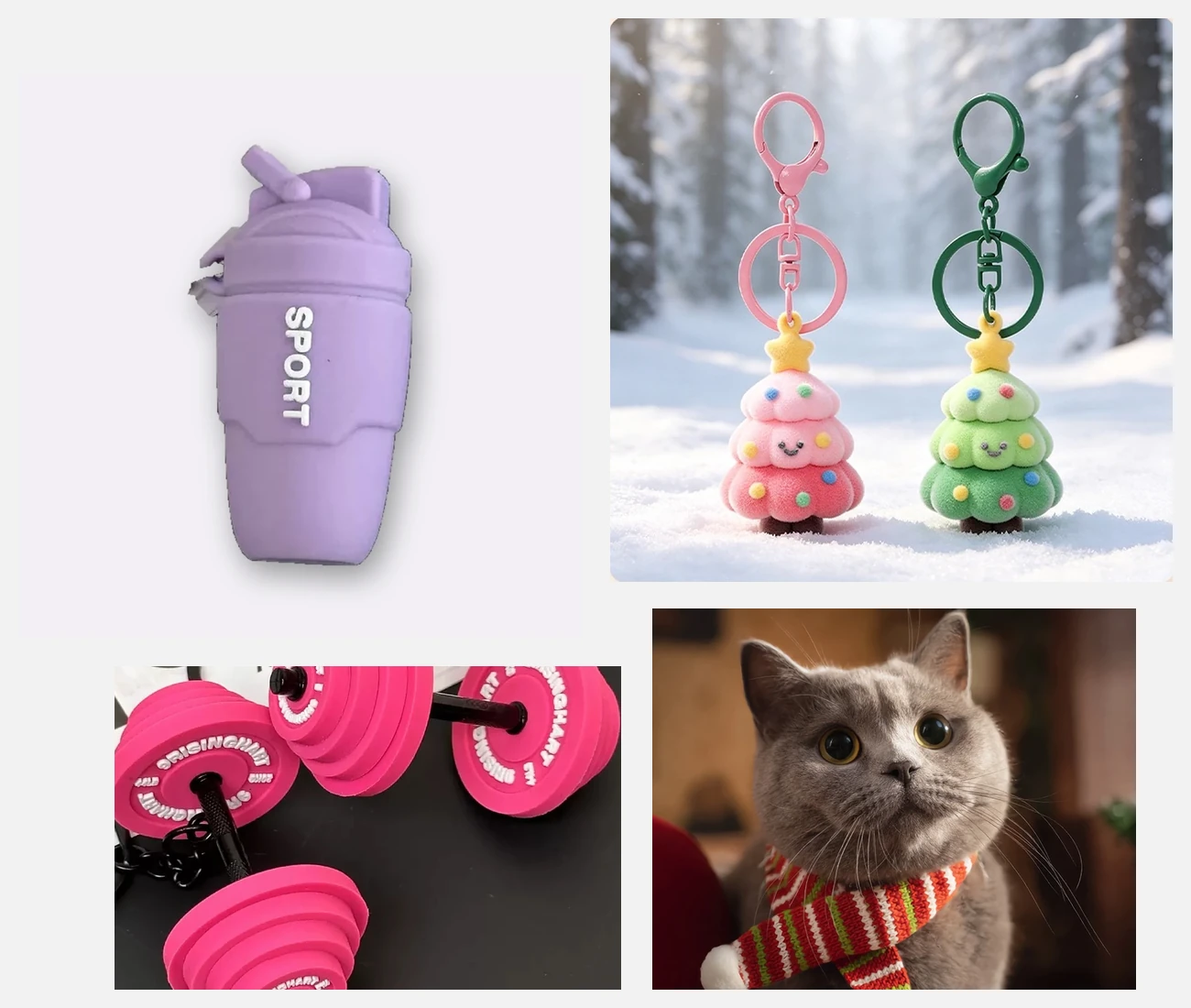 A curated edit of mini fitness keychains, Christmas tree charms and festive pet accessories